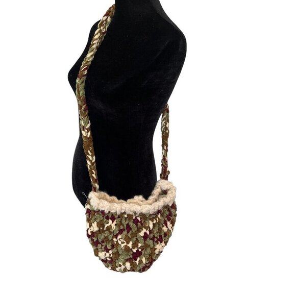 Chunky Knit Shoulder Hobo Bag Crossbody Purse Boho Hippie Cottagecore Mosscore - Picture 4 of 15